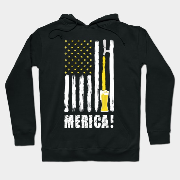 Craft Beer American Flag USA T-Shirt, 4th July MERICA T-Shirt Hoodie by Pannolinno